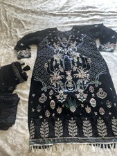 Women’s Asian Outfit Shalwar Kameez Plus Size 20 22 24 Black And Green Brand New