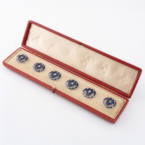 Six silver enamel and diamonte - six,