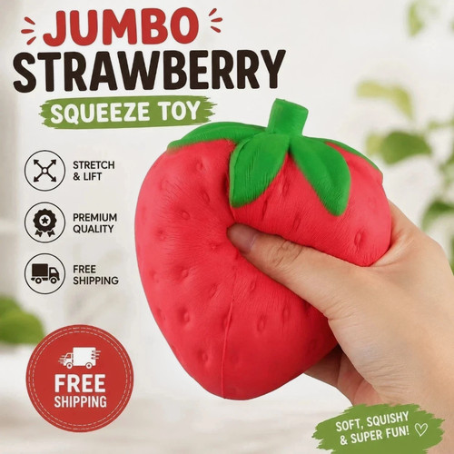 Jumbo strawberry squishy - squishy, cream