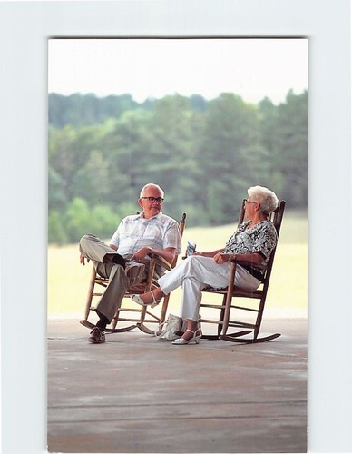 Postcard old couple rocking - postcard,