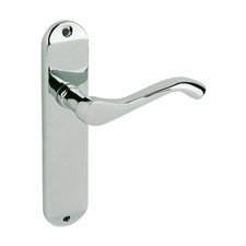 Door Handles on Backplate Chrome Scroll Latch Lock Bathroom Modern Cadenza