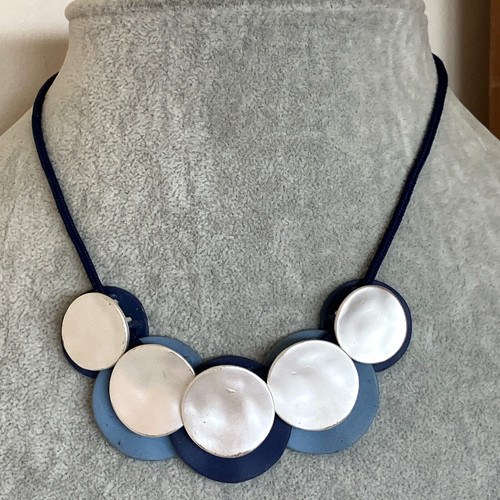Metal disc blue necklace - m&s,