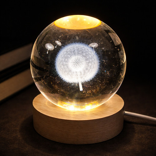 Dandelion crystal ball - crystal,