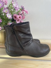 HOTTER WOMENS DARK BROWN LEATHER ANKLE BOOTS WHISPER  UK 4