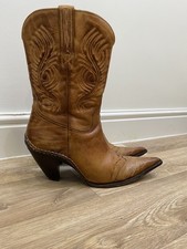 Lucchese Charlie 1 Horse Heeled Cowboy Boots Tan 9b UK 7