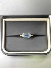 2.30ct Aquamarine Double Bullet Diamond Engagement Ring 18ct Yellow Gold