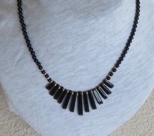 9ct Gold and real Onyx Cleopatra style drop necklace.