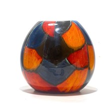 Large Poole Pottery Mosaic Purse Vase (26cm)- Vintage English Ceramic Decorative