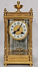 Rare Ormolu French crystal regulator four glass mantel clock