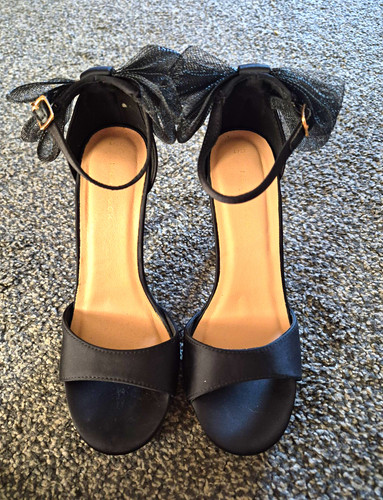 Black synthetic open toe ankle - synthetic,