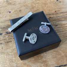 MAPPIN & WEBB .925 Solid Sterling Silver Hallmarked Cuff Links and Tie Clip Set