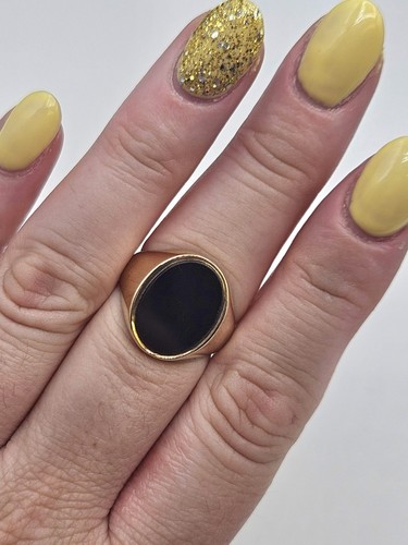 9ct gold onyx signet ring - onyx,