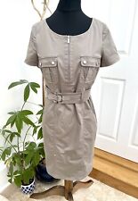 Karen Millen Utility Dress UK 12 Military Safari Shirt Fitted Land girl Pencil