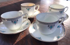 Four Vintage Paragon Bristol Pattern Fine Bone China Cups & Saucers 1920's