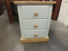 SOMERSET PAINTED 3 DRAWER BEDSIDE HAND MADE SOLID PINE F&B PALE POWDER