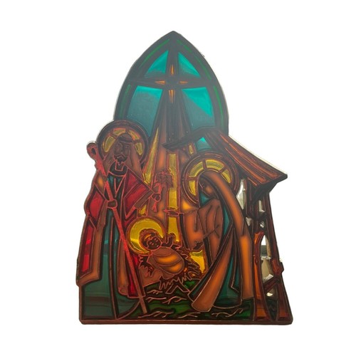 Arched nativity window decor - window,