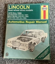 Lincoln RWD Continental Town Car 1970-1995 Haynes Owners Workshop Manual