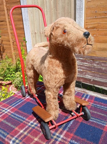 Vintage push along dog - push,