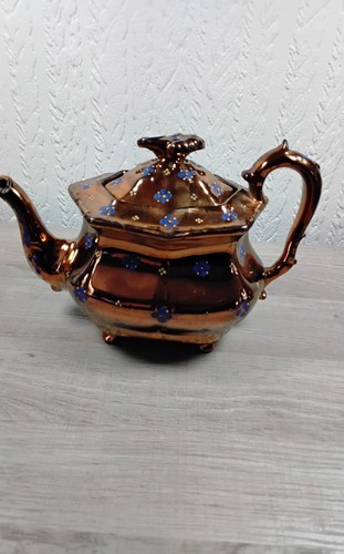 Copper lustre tea pot - tea,