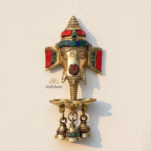 Handmade brass ganesha wall - brass,
