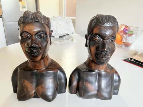 Pair vintage hand carved - of,