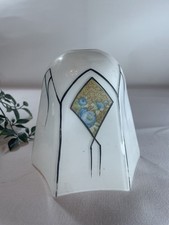 1920s Art Deco Bohemian Glass Pendant Shade Antique Light Geometric Hexagon