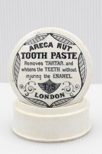 VINTAGE c1900s T & S LONDON PICTORIAL ARECA NUT TOOTHPASTE POT LID + BASE POT