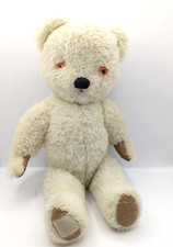 Vintage Chad Valley Jointed Teddy Bear with Worn Royal Warrant Label on Foot 14"