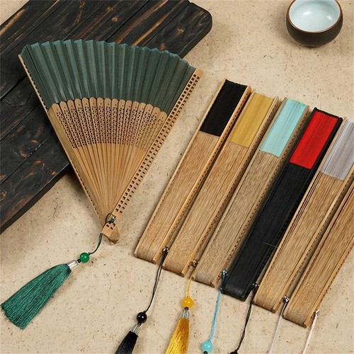 Carved bamboo folding hand fan - bamboo,