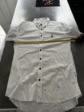 Judas Sinned Trendy Smart Shirt Medium White Black Diamanté Skull Details Cool