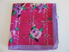 Oscar de la Renta Women's Floral Pattern Pink Silk Scarf 35" x 35"