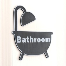 Bathroom Door Sign Black White Bathroom Plaque for Doors Bathtub Self- adhesive