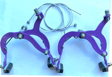 PAIR PURPLE KIDS, BMX, MTB, BRAKE CALIPERS Including INNER BRAKE CABLES
