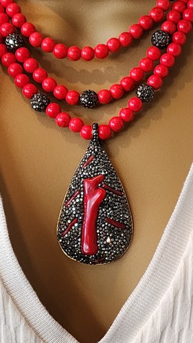 Multi strand red coral - strand,