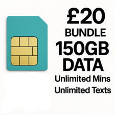150GB Data + Unlimited UK Mins & UNLIMITED Texts 5G EE Network SIM. NO CONTRACT