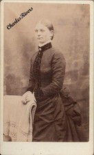 1887 CDV LADY IN BUSTLE DRESS NAMED FANNY TAYLOR VICTORIAN FASHION #D4072