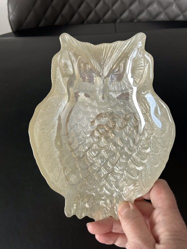 Iridescent glass owl shaped - iridescent,