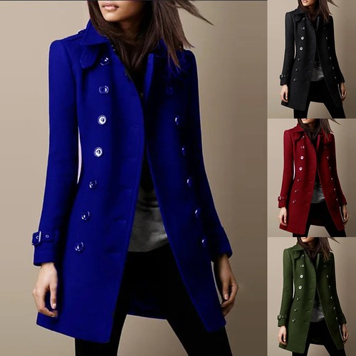 Women button winter trench - button,