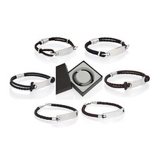 Personalised Engraved Leather/PU Leather  ID Bracelet Mens Ladies Birthday Gift.