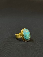 Gold turquoise oval ring - turquoise,