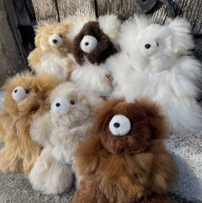 ALPACA Teddy Bear Soft Toy, 8-9" Handmade Fluffy Real Fur Llama Plush Gift Idea