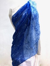Two-colour Blue Floral Beach Wrap Sarong New Very Useful