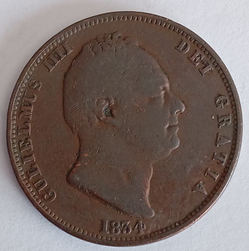 1834 william half - 1834, penny