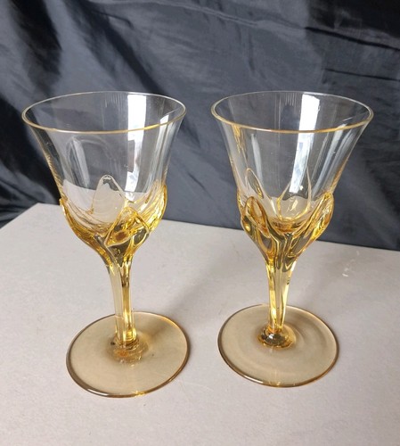 Pair vintage amber - amber, stem