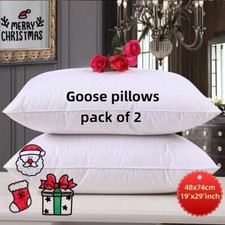 Pack of 2 Goose Feather Pillows-Hotel-Quality Soft Furnishings for Beds & Sofas