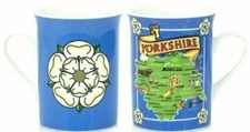 Yorkshire Map Mug White Rose Cup Tea Coffee Souvenir Gift Dales Whitby York