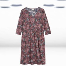 Ex Seasalt Women's Dress Navy Floral Long Sleeve Organic Cotton Jersey