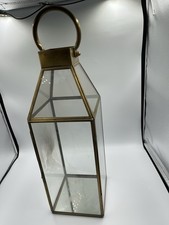 Beautiful Tall Brass & Glass Candle Tea Night Light Lantern Hanging / Freestand