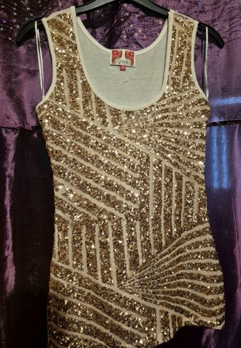 Ribbon gold sequin fronted - gold,