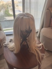 Stunning Blonde Hand-Made Human  Hair 18-inch Full Wig New! 
